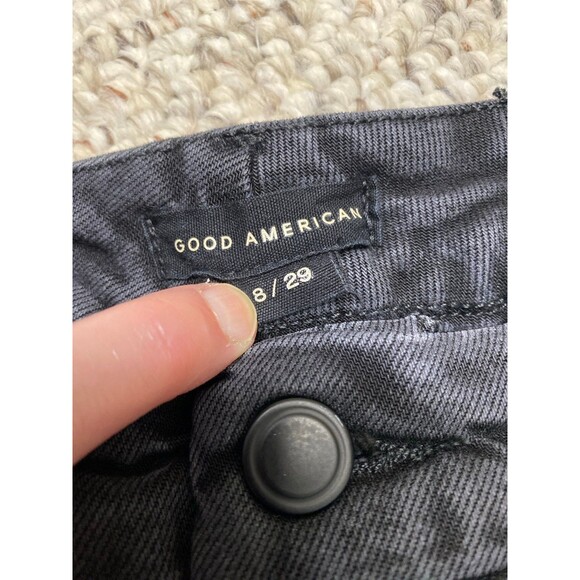 8/29 Good American High Rise Good Legs Straight With Darted Back Pockets Black - Picture 6 of 8